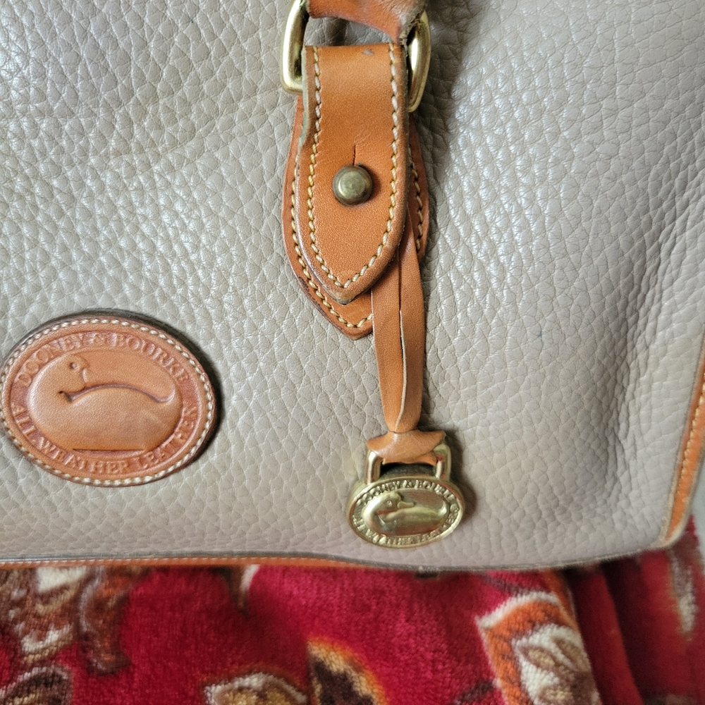 Vintage Dooney & Bourke all weather leather satchel purse 1990 with duck logo. - Picture 9 of 12